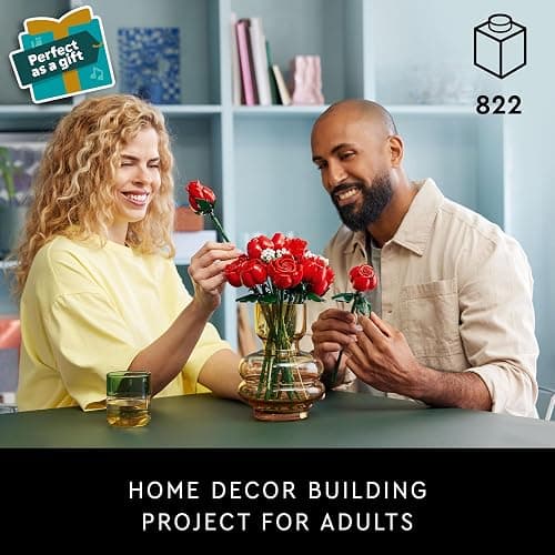 LEGO Botanicals Bouquet of Roses - Artificial Flowers Set for Adults - incl. 12 Faux Roses & 4 Sprigs of Baby's Breath for Home Decor - Christmas DIY - Gift Idea - 10328 thumbnail 3