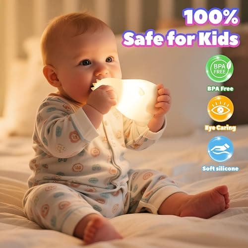 loatme Night Light for Kids, Rechargeable Dimmable Silicone LED Nightlight with 7 Colors, Baby Nursery Night Lamp, Touch Squishy Lamp, Cute Gifts for Girls, Boys, Toddler Room Decor, Dinosaur thumbnail 4