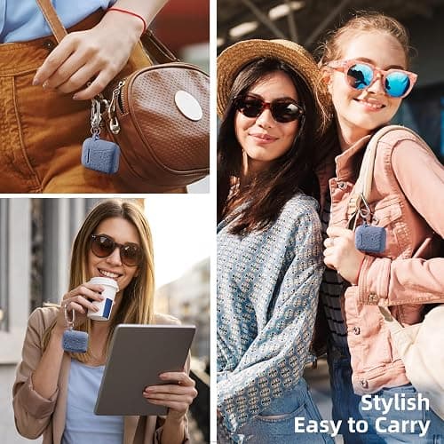Lerobo Flower Engraved Case for AirPods Case Cover, Stylish Soft Silicone Protector with Keychain, Compatible with Apple AirPods 1st/2nd Generation Charging Case, Front LED Visible, Blue Gray thumbnail 6