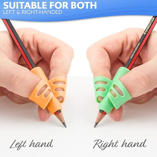 Stylo 6 Pack Pencil Grips for Children Handwriting, Multi-Color Designs, Assorted - For Left and Right Handed Children - Comfortable Writing Aid for Improving Handwriting (Multicolored) thumbnail 5