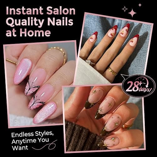 Luckyfairy Medium Almond Nail Tips, 240pcs Soft Gel Pre-Filed Acrylic Almond Fake Nails, Half Matte Full Cover Clear Press on Flase Nail Tips for Nail Extension Home DIY 12 Sizes Gelly Tips thumbnail 2