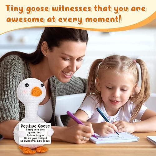 Mini Goose Positive Crochet Animal Gifts, Boss Day Gifts for Women Boss Lady, Birthday Gift for Teen Girl Daughter Friend Halloween Christmas White Elephant Gift Emotional Cheer Up Support Desk Goose thumbnail 4