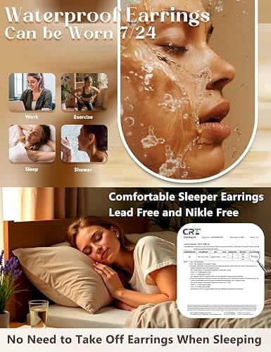 ORAZIO Small Hoop Stud Earrings Stacks for Women 14K Gold Plated Silver Huggie Hoops Cartilage Hypoallergenic Chain Cute Dangle Earrings Set for Multiple Piercings Jewelry thumbnail 4