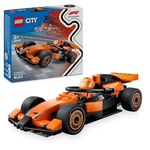 LEGO City F1 Driver with McLaren Race Car - Formula 1 Building Toy with a Racing Driver Minifigure - Small Birthday Gift Idea for 6+ Year Old Boys & Girls or Adult Motorsport Fans - 60442 - Image 1