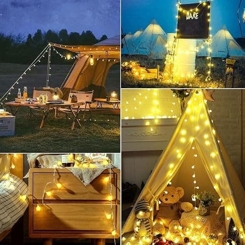 Minetom Mini Globe String Lights, 66 Ft. 200 LED Fairy String Lights Plug in, 8 Modes with Remote, Decor for Indoor Outdoor Party Wedding Christmas Tree Garden, Warm White thumbnail 6