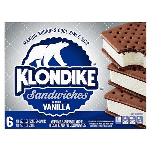 Klondike Ice Cream Sandwich Vanilla 6 Count for a Delicious Frozen Dessert Kosher Certified Ice Cream Simple Dessert Made With No Artificial Growth Hormones 4.23 fl oz thumbnail 4