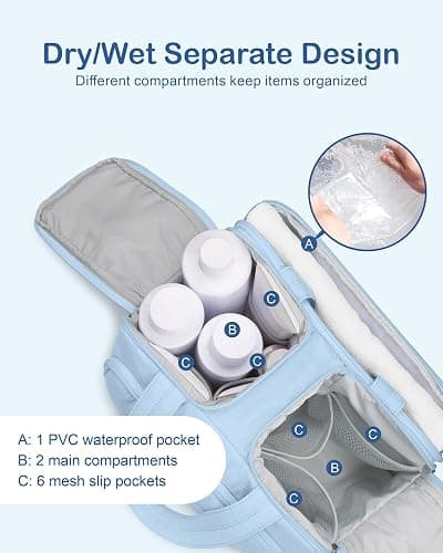 TOPDesign Travel Toiletry Bag for Women, Puffer Large Toiletry Bag, Lightweight Cosmetic Makeup Organizer with Handle for Traveling, Accessories, Essentials, Toiletries (Ocean Blue) thumbnail 6