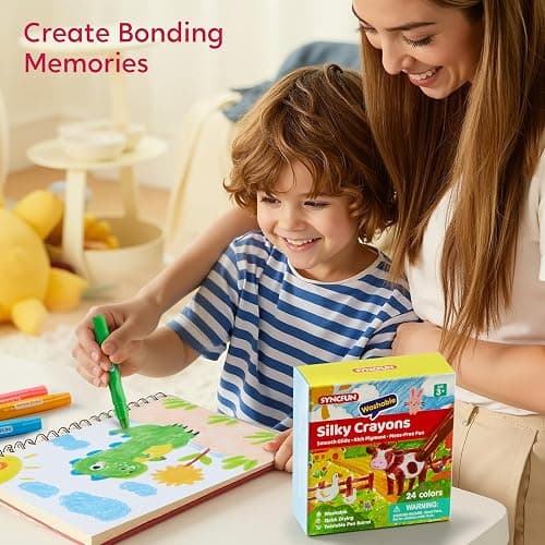 SYNCFUN 24 Pcs Twistable Silky Crayons, Washable Crayons for Paper, Easy to Hold & Quick-Drying Art Supplies, Non-Toxic, Mess Free, Birthday Valentine Easter Gifts for Kids Ages 3 and Up thumbnail 2