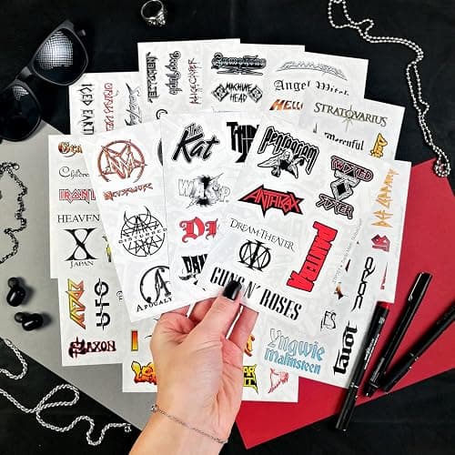 BulbaCraft 100Pcs Heavy Metal Band Stickers, Rock Stickers, Heavy Metal Gifts for Men and Women, Rock Decals, Waterproof Decals, Guitar Emblems, Music Emblems, Gifts for Women & Men thumbnail 2