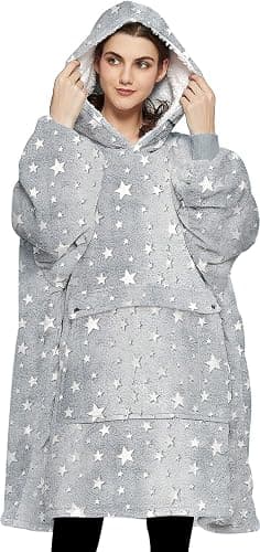 KFUBUO Wearable Blanket Hoodie for Adults Sherpa Glow in The Dark Oversized Sweatshirt Blanket with Pockets Cute Birthday Gifts for Women thumbnail 2