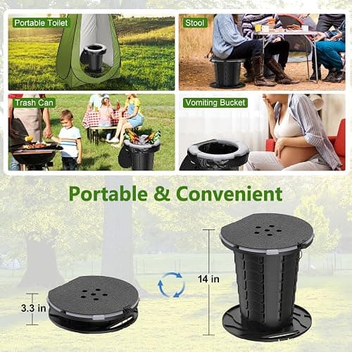 BLIKA Portable Toilet Kit for Camping, Camp Toilet with Pop-Up Privacy Tent, Toilet Bags and Eco Absorbent Gel, Foldable Portable Toilet for Adults, Portable Outdoor Shower Tent Camp Toilet thumbnail 7