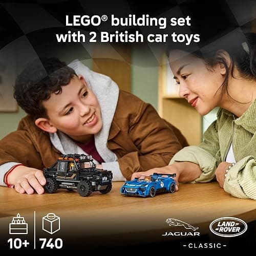 LEGO Speed Champions Jaguar Project 7 & Land Rover Defender 77264 | Building Toy for Boys & Girls, Ages 10+, Detailed Toy Cars for Kids, Play or Display Model, 740 pieces, Gift for Birthdays thumbnail 2