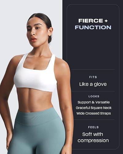 Aoxjox Women's Workout Sports Bras Square Neck Emma Cross Back Fitness Training Gym Bra Yoga Crop Tank thumbnail 2