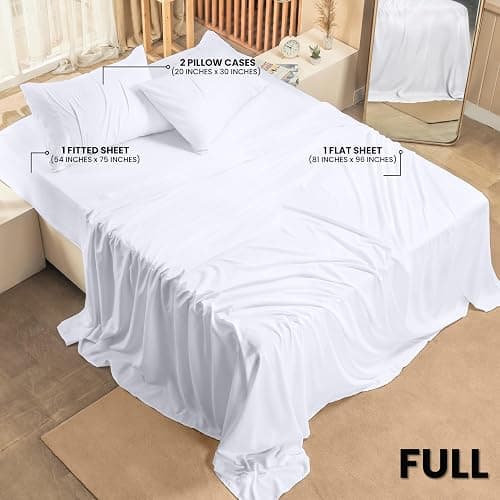 Utopia Bedding Full Sheet Set 4 Piece Bed Sheets for Full Size Bed, Hotel Luxury, Extra Soft, Cooling Bed Sheets - Wrinkle, and Fade Resistant (White) thumbnail 3