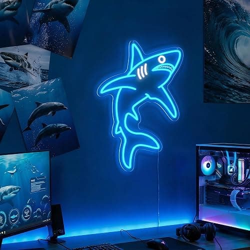 ACOPAEY Shark Neon Sign, Dimmable Ocean LED Neon Lights for Wall Decor, Animal Room Decor for Bedroom, Boys Room, Gaming Room, Man Cave, Gifts for Shark Lovers Gamers, USB Powered, 12.0 x 16.6 Inches thumbnail 7