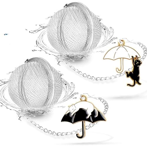 2Pack Tea Infuser with Cute Cat Charm,Premium Stainless Steel Loose Leaf Tea Strainer Tea Steeper Tea Ball Tea Infusers for Loose Tea - Image 1