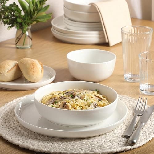 Gibson Home Oslo Porcelain Chip and Scratch Resistant Dinnerware Set, Service for 4 (16pcs), Ceramic Plates and Bowls Dishes Sets, White - Microwave and Dishwasher Safe thumbnail 2