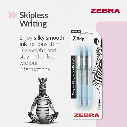 Zebra Pen Z-GRIP Smooth Glam Black Ink Ballpoint Pens 3pk 1.0mm Medium Point Retractable Ink Pens with Clip - Smooth Writing Pens with Low Viscosity Ink, Comfort Grip - 3 Pens Multipack (Blue Marble) thumbnail 2