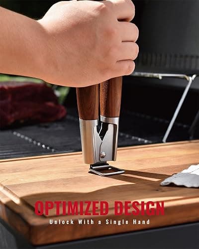 Heavy-Duty Heat-Treated Ash Wood BBQ Grilling Tools Set | Extra-Thick Stainless Steel Spatula, Fork & Tongs | Essential Barbecue Accessories, for Grill Enthusiasts thumbnail 5