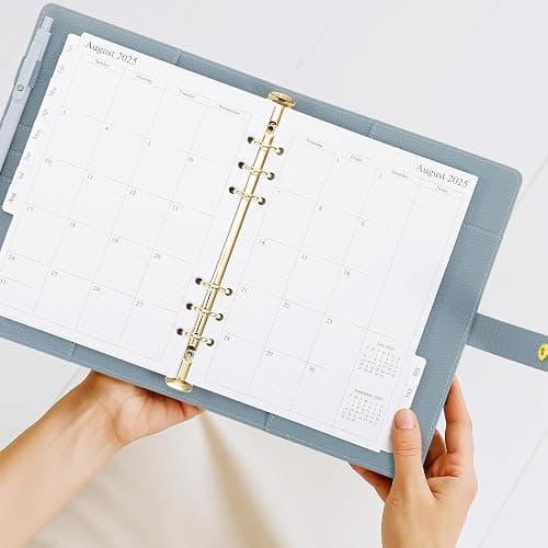 Aesthetic A5 Binder with 6 Golden Rings - Refillable & Sturdy Planner w Pockets Keeps You Perfectly Organized - Mini Notebook with Magnetic Closure Works Great as Photocard Binder for All Your Cards thumbnail 3