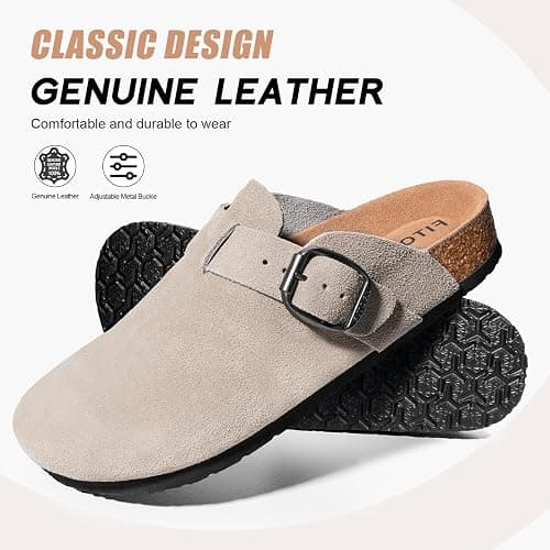 FITORY Mens Suede Clogs with Arch Support，Leather Cork Footed Mules Size 7-14 thumbnail 2