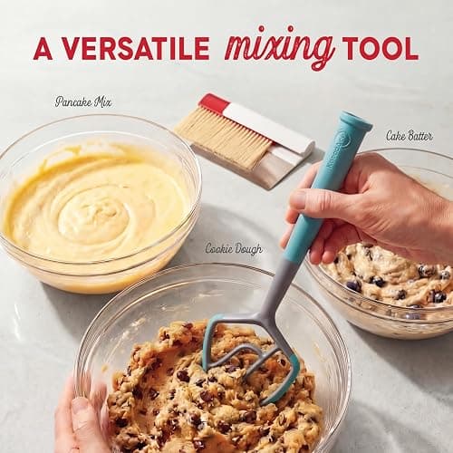KneadAce Dough Wand, Reinvented Danish Dough Whisk for Sourdough Mixing | Rigid one-piece design, silicone grip and scraping edges, stands upright, dishwasher safe, thoughtful gift for bakers thumbnail 7