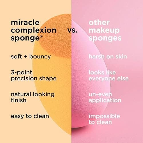 Real Techniques Miracle Complexion Sponge for Liquid & Cream Makeup, 3-Point Design for Seamless Application, Streak-Free Natural Dewy Finish, Latex-Free, Cruelty-Free, Vegan, Easy to Clean, Pack of 2 thumbnail 6