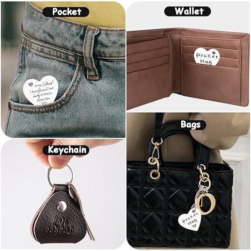 Qunrwe Pocket Hug Token,Long Distance Gifts Keepsake,Double Sided Inspirational Thinking of you Gift with Leather Keychain thumbnail 4