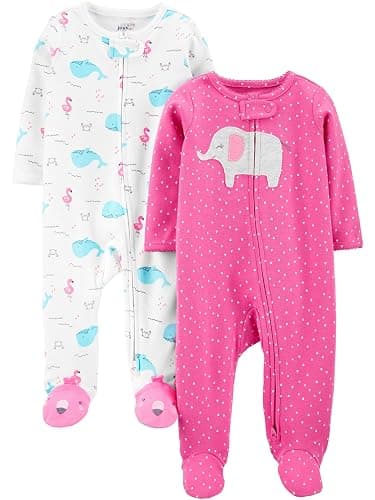 Simple Joys by Carter's Baby Girls' Cotton Footed Sleep and Play, Pack of 2 - Image 1
