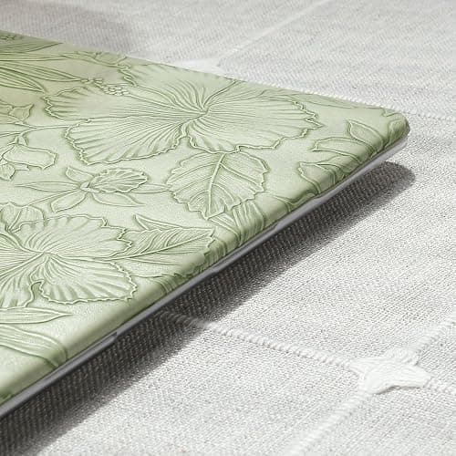 iCasso Compatible with MacBook Air 13 inch Case 2020-2018 Release A2337 M1 A2179 A1932, Texture Leather Plastic Hard Shell Case + Keyboard Cover + Screen Protector, Green Embossed Floral thumbnail 6
