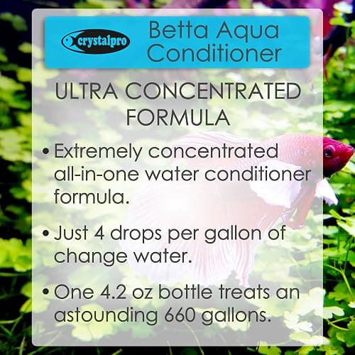 Crystalpro Betta Water Conditioner (Treats 660 Gallons) - Instantly Neutralizes Chlorine & Ammonia, Tap Water Treatment (4.2 Fl Oz / 125ml) thumbnail 3