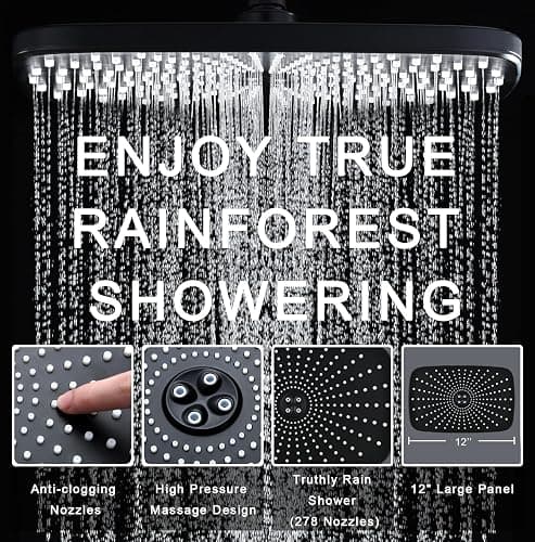 High Pressure Rain Shower Head: Upgrade Shower Heads with Handheld Spray Combo with Fixed Showerhead and 10 Sprays Handheld Shower Head, Detachable Showerheads Built-in Magnetic Docking and Power Jets thumbnail 5