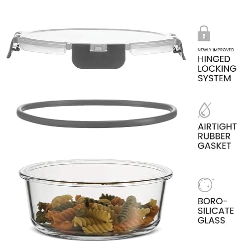 FineDine 24 Piece Glass Storage Containers with Lids - Leak Proof, Dishwasher Safe Glass Food Storage Containers for Meal Prep or Leftovers, Gray - Grey - 24 Piece thumbnail 3