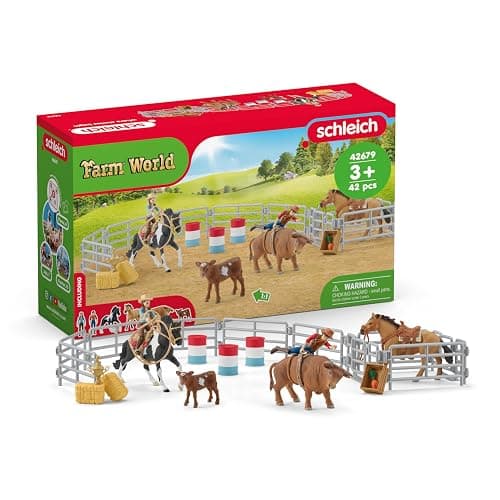 Schleich Farm World - 42PC Rodeo Playset with Animal and Rider Figurines - Cowboy and Cowgirl Action Figures with Cattle and Horse Toys - Western Riding Screen-Free Toys - Kids Ages 3+ | 42679 - Image 1