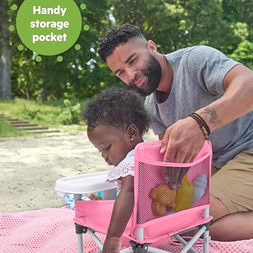 Bright Starts Pop 'N Sit Portable Booster, Indoor/Outdoor Use, Floor Seat with Feeding Tray, Pink, 6 Mos - 3 Yrs thumbnail 10