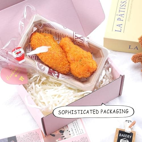 QCROAD SQUISHY Handmade Taba Fried Chicken Squishy - Crispy Chicken Silicone Squishy Toy, Soft Stress Relief Fidget Toys for Kids & Adults, Non-Toxic Food-Themed Sensory Play thumbnail 6