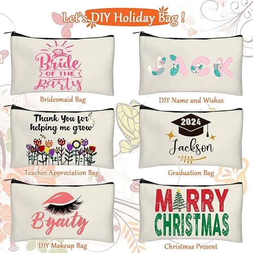Legigo Blank Canvas Bags Zipper Pouch Makeup Bags Pencil Pouch Bulk | Multi-Purpose, Sturdy Canvas Pouch with Zipper, Cosmetic Travel Toiletry Bag for DIY Crafts, Gifts & Storage, 8.3 x 5 Inch thumbnail 4
