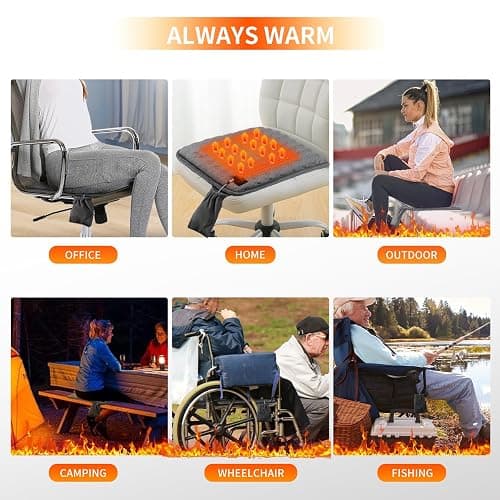 Seat Cushion,Office Chair Cushions Butt Pillow for Long Sitting,Non-Slip Sciatica & Back Coccyx Cushion for Tailbone Pain Relief Heated Chair Pad,Seat Warmer for Home Seat Cushion-Dark Grey thumbnail 7