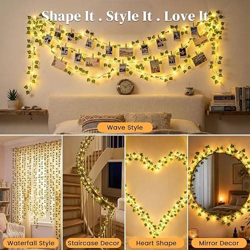 DomeStar Vines with Light for Bedroom, 40Ft 120 LED Fairy Lights with Vines, Curtain String Lights with Remote for Dorm, Wedding, Party, Wall, Indoor, Outdoor Holiday Home Decor thumbnail 3