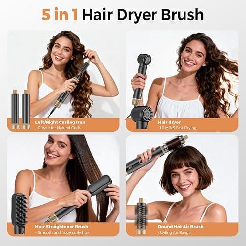Ukliss Hair Dryer Brush,5 in 1 Blow Dryer Brush Upgrade Hot Air Brush Air Styler Support 110-120V, Professional Curling Wrap Negative Ion Hair Tools As A Gift for Straight/Curl/Drying/Smoothing thumbnail 2