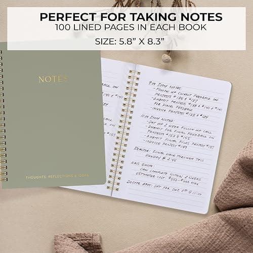 Aesthetic Spiral Notebook Set of 2 For Women and Men - College Ruled A5 | Cute 8x6 Bible Study Journal with Pockets and Lined Pages - The Perfect Supplies to Stay Organized at Work or School thumbnail 5