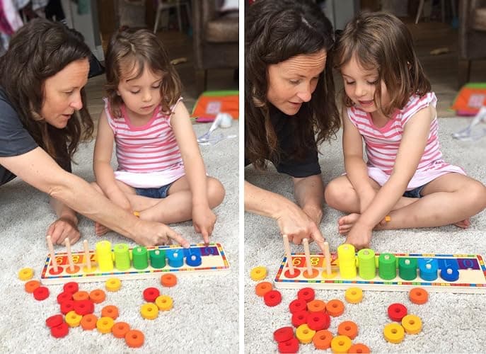 TOWO Wooden Stacking Rings and Counting Games with 45 Rings Number Blocks- Counting Ring Stacker-Wooden Sorting Counting Toy for 3 Years Old Kids Maths Learning Montessori Materials thumbnail 7