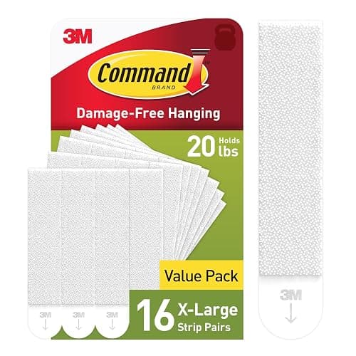Command 20 lb X-Large Picture Hanging Strips, 16 Pairs White Strips Heavy Duty Picture Hanger - Image 1