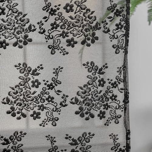 YJ YANJUN Gothic Lace Curtains Short 24 inch Length Set of 2 Victorian Half Kitchen Curtains Light Filtering Small Window Curtains for Bathroom RV Halloween Goth Dark Room Decor 26 x 24 Black thumbnail 5