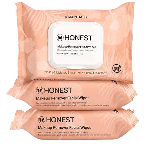 Honest Beauty Cleansing Makeup Remover Facial Wipes, Fragrance-Free, 90ct - Image 1