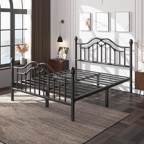 LoVinson Full Bed Frame with Headboard and Footboard, Modern Metal Platform Bed Frame Support Up to 1000LBS, Under Bed Storage, No Box Spring Needed, Easy Assembly, Black thumbnail 8