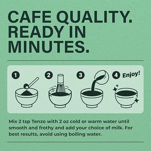 Tenzo Matcha Green Tea Powder, Organic Cafe Sweetened Matcha Latte Green Tea Powder, Ceremonial Barista Crafted Mix - Authentically Japanese - Matcha Latte Mix (5.29 Ounce) thumbnail 6