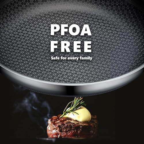 Non Stick Frying Pans Set, Hybrid Pans Set Nonstick (10 pcs),Pan for cooking, PFOA Free Kitchen set, Dishwasher and Oven-Safe Cookware Sets, Stainless Steel Skillets thumbnail 3