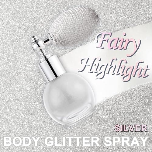 Hair and Body Glitter Spray, Holographic Glitter Highlighter Powder, Face Body Clothes Shiny Glitter, Loose Shimmer Hairspray Festival Rave Prom Accessories (Silver) thumbnail 2