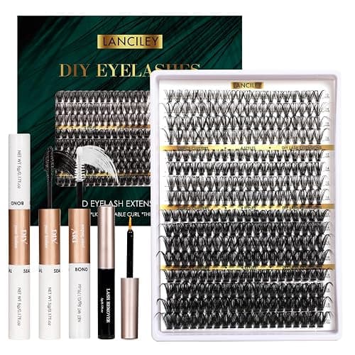Lash Clusters 320PCS 12-20MM 30D+40D+80D+100D DIY Eyelash Extensions Kit Natural Individual Lashes Thick Volume Eyelash Clusters D Curly Lash Extension kit with Bond + Seal + Remover + Tweezers-4 - Image 1